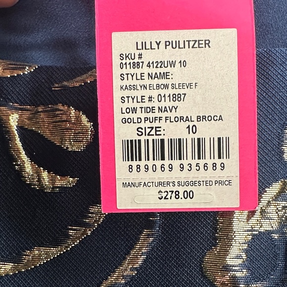 Lilly Pulitzer Navy Blue and Gold Floral Dress - Picture 2 of 10